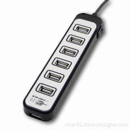 USB 2.0 Hub with 7 Ports and Up to 480Mbps Transfer Rate